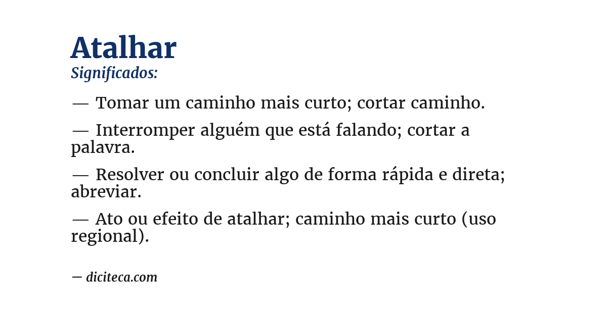 Significado de atalhar