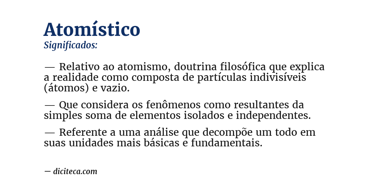 Significado de atomístico