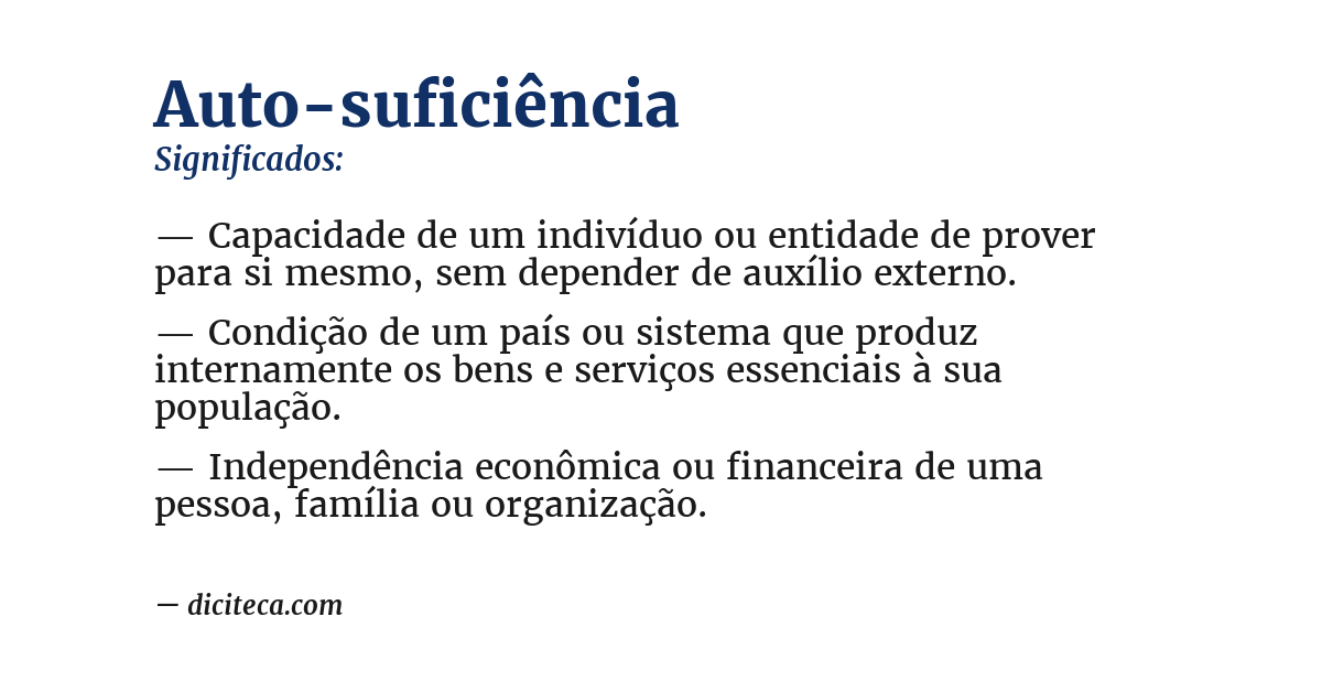 Significado de auto-suficiência