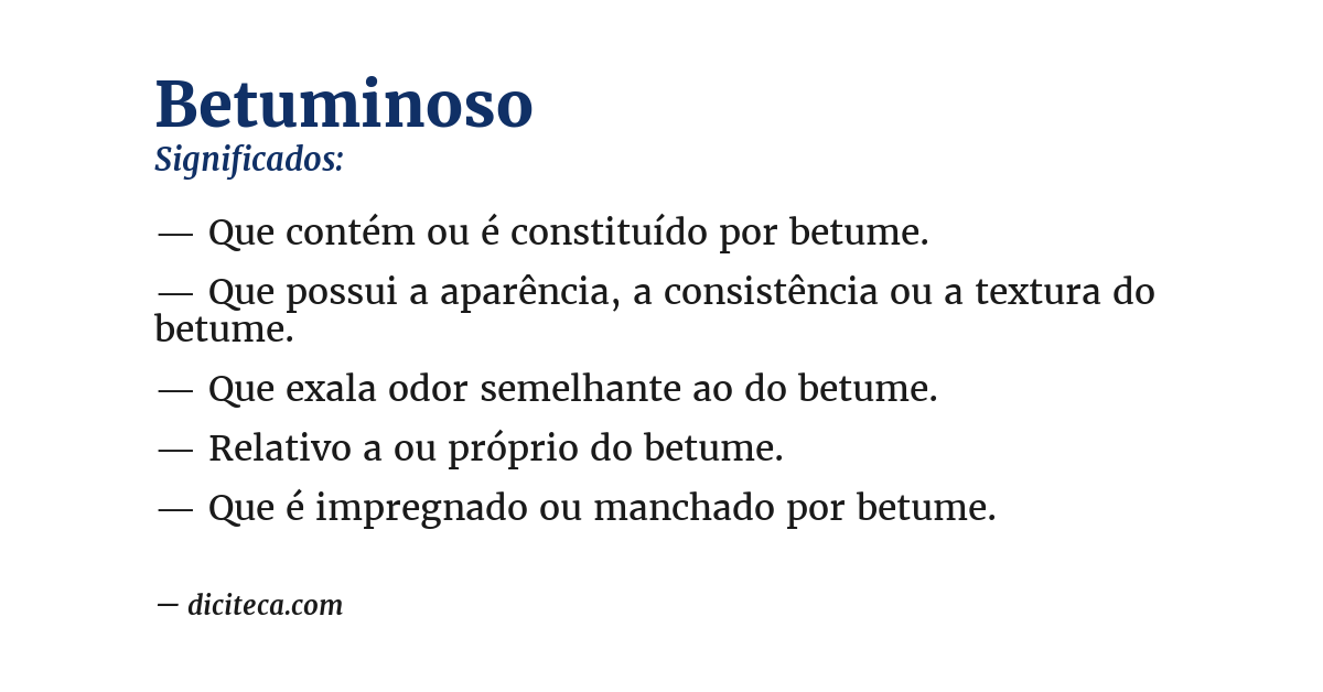 Significado de betuminoso