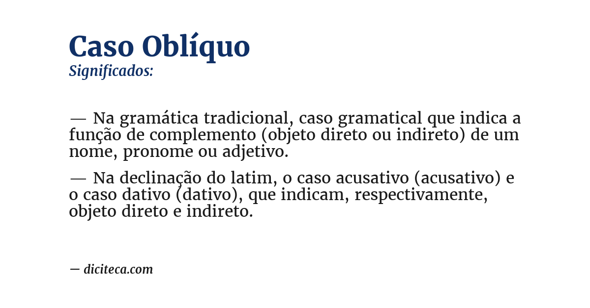 Significado de caso oblíquo