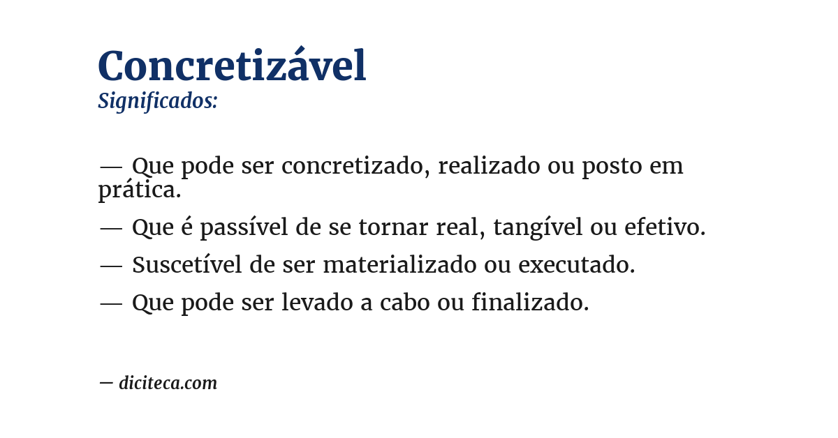 Significado de concretizável