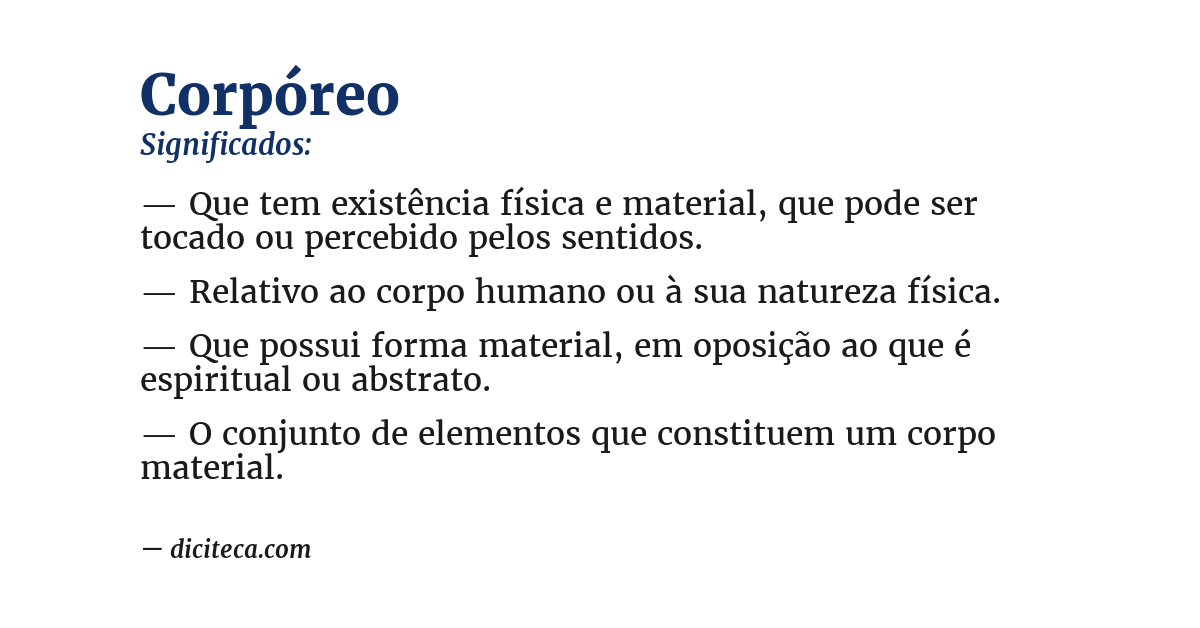 Significado de corpóreo
