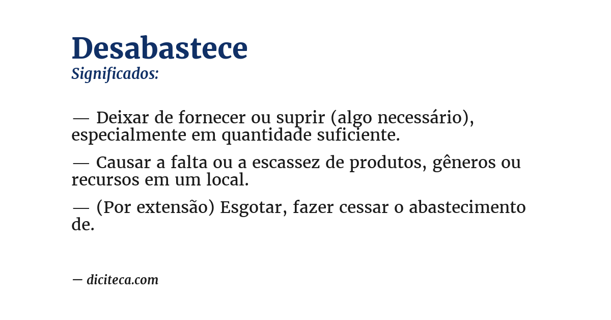 Significado de desabastece