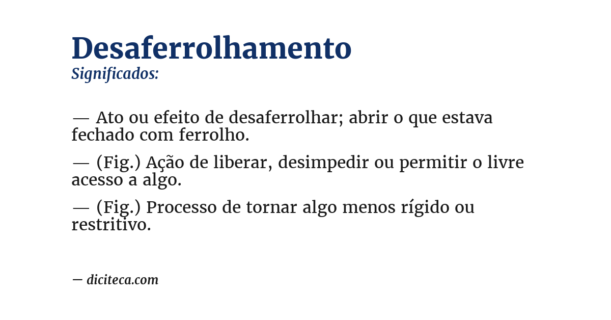 Significado de desaferrolhamento