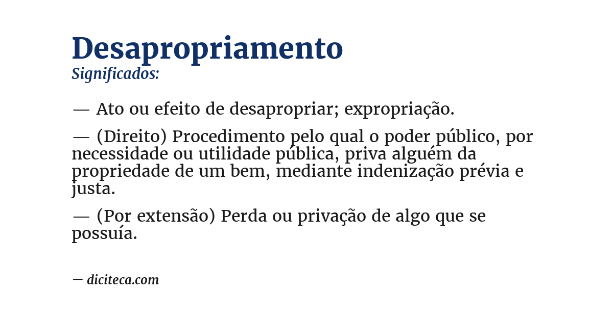 Significado de desapropriamento