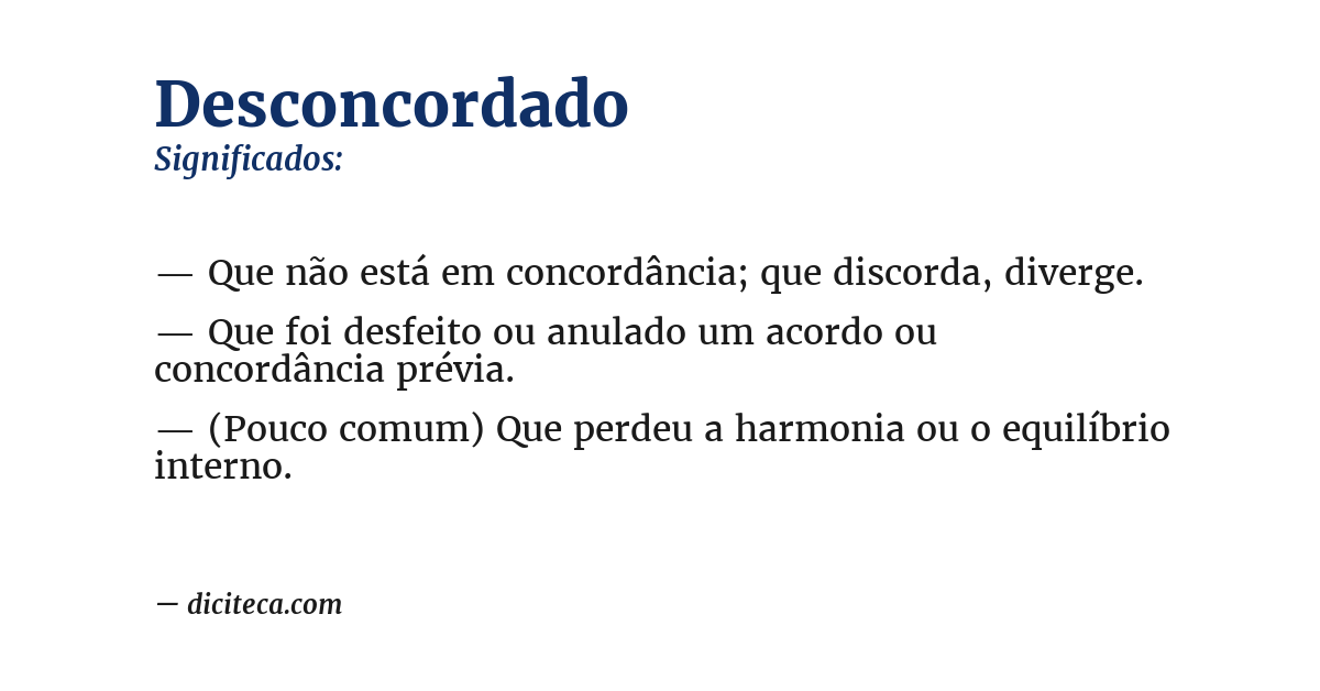 Significado de desconcordado