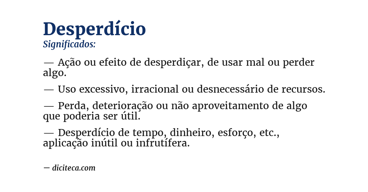 Significado de desperdício