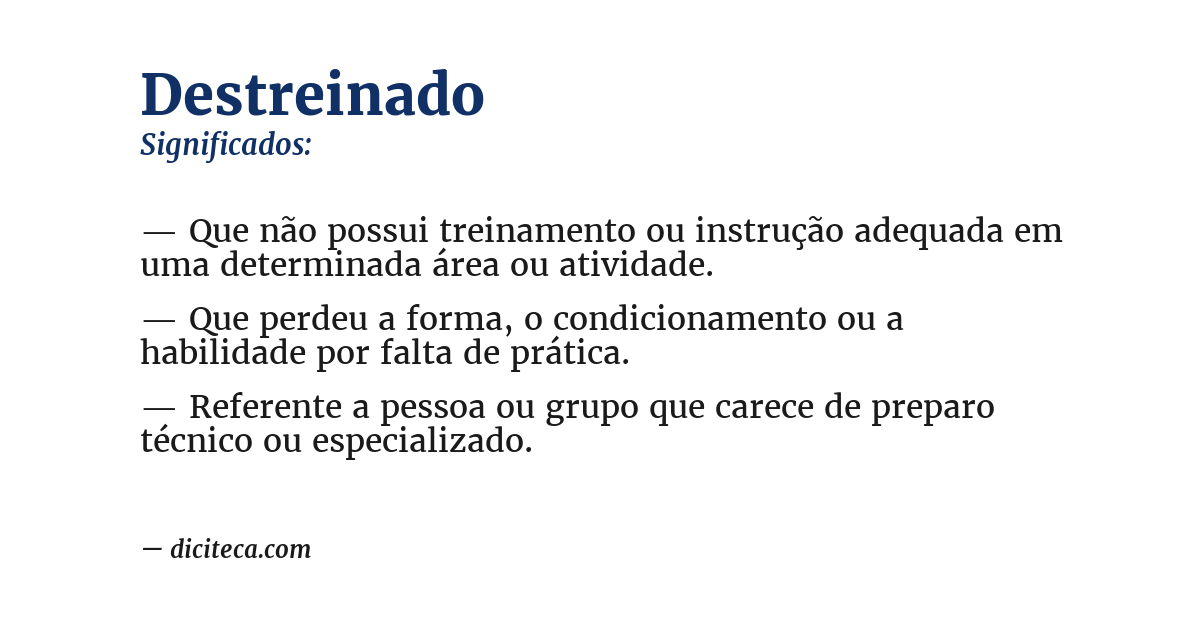 Significado de destreinado