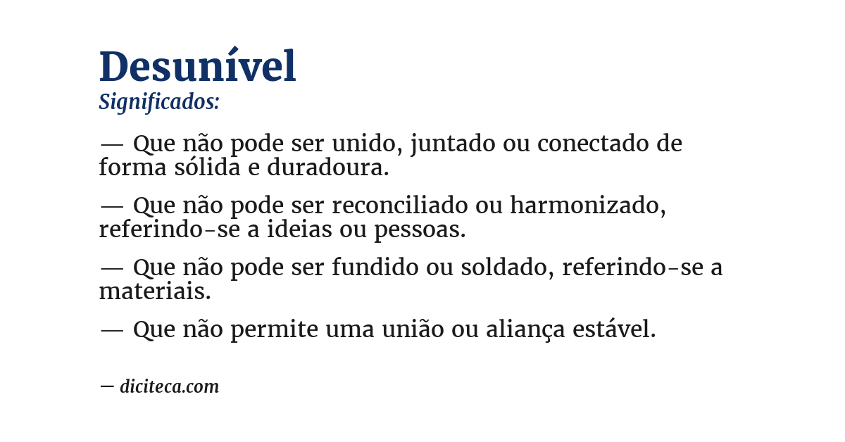 Significado de desunível
