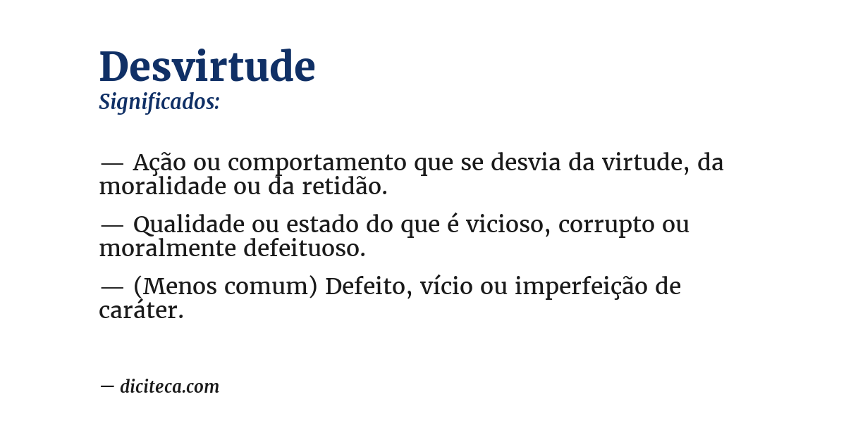 Significado de desvirtude