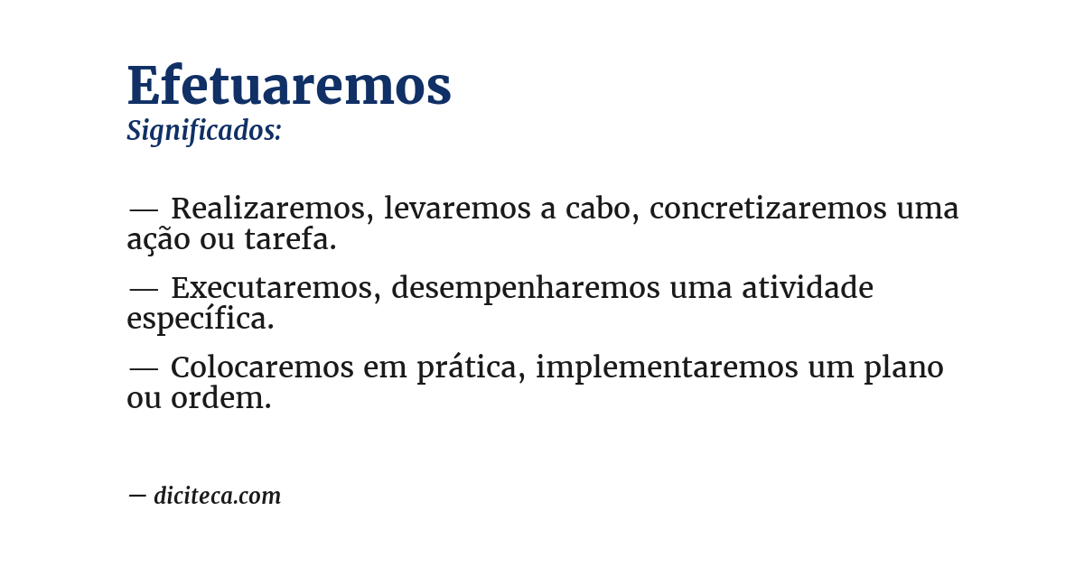 Significado de efetuaremos
