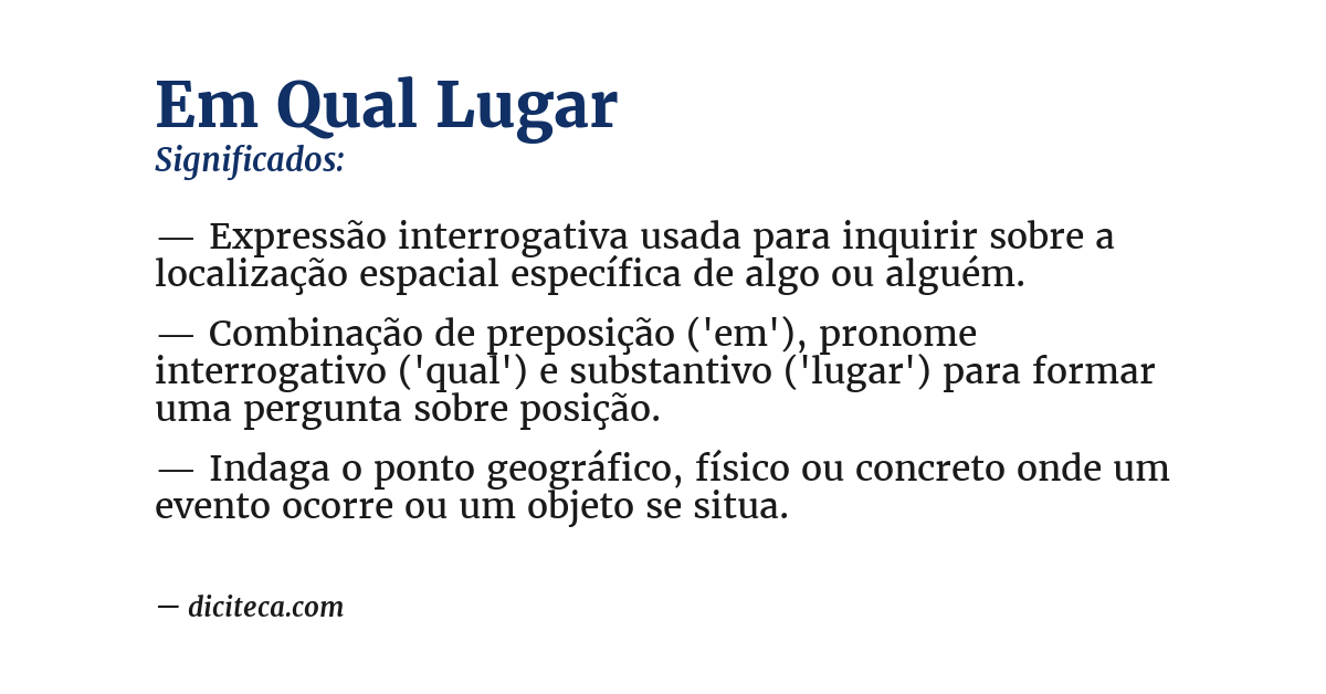 Significado de em qual lugar