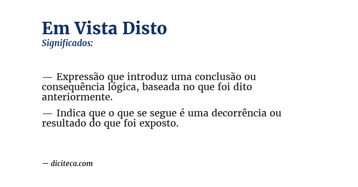 Significado de em vista disto