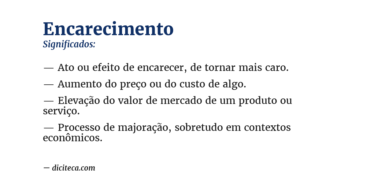 Significado de encarecimento