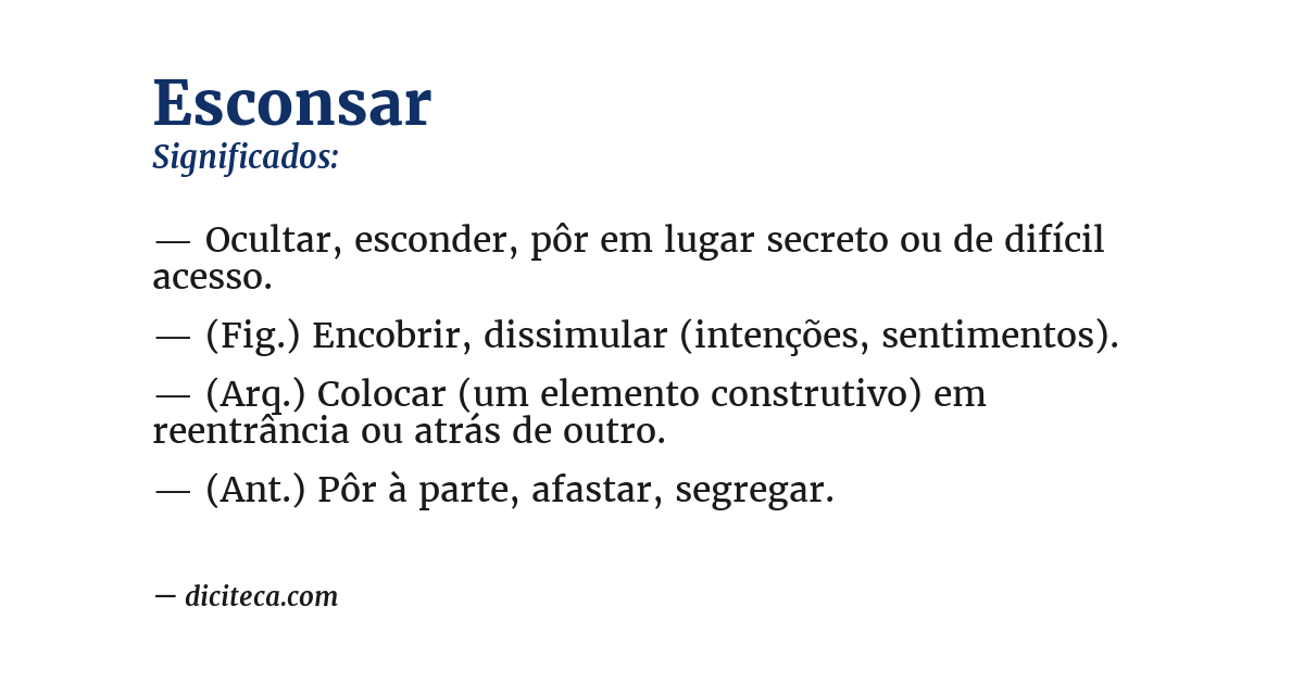 Significado de esconsar