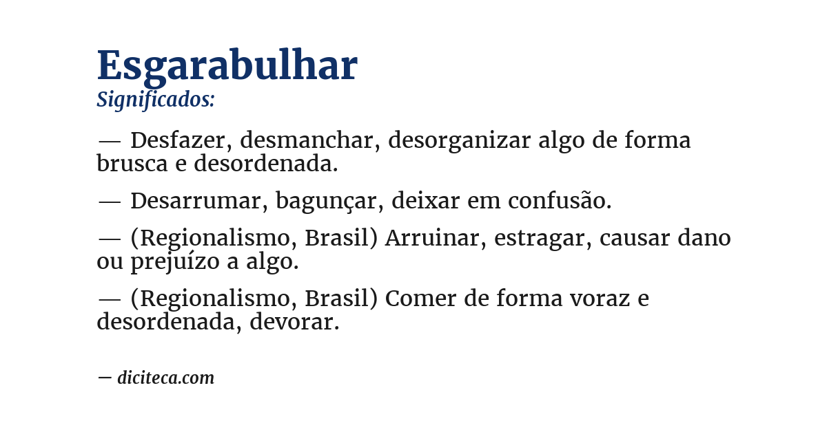 Significado de esgarabulhar