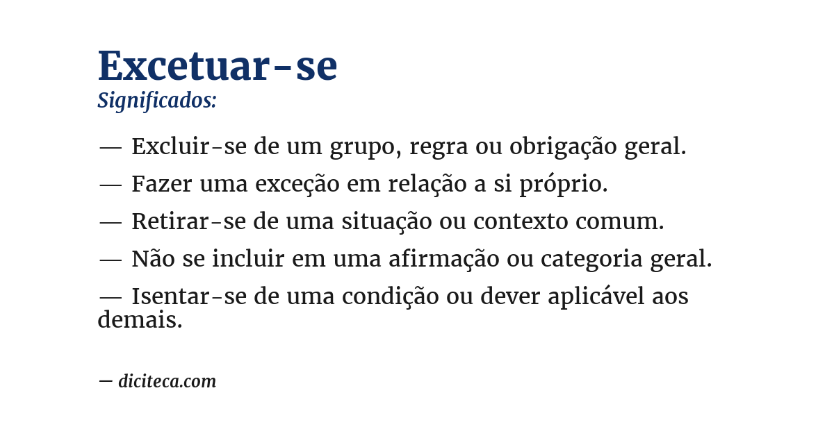Significado de excetuar-se