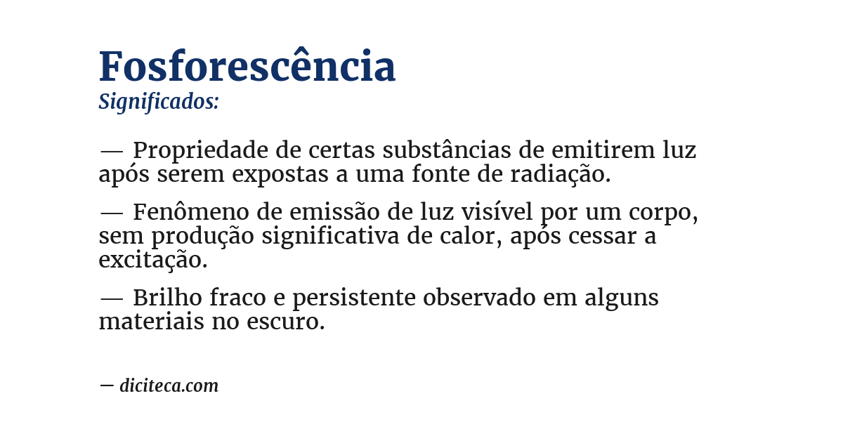 Significado de fosforescência
