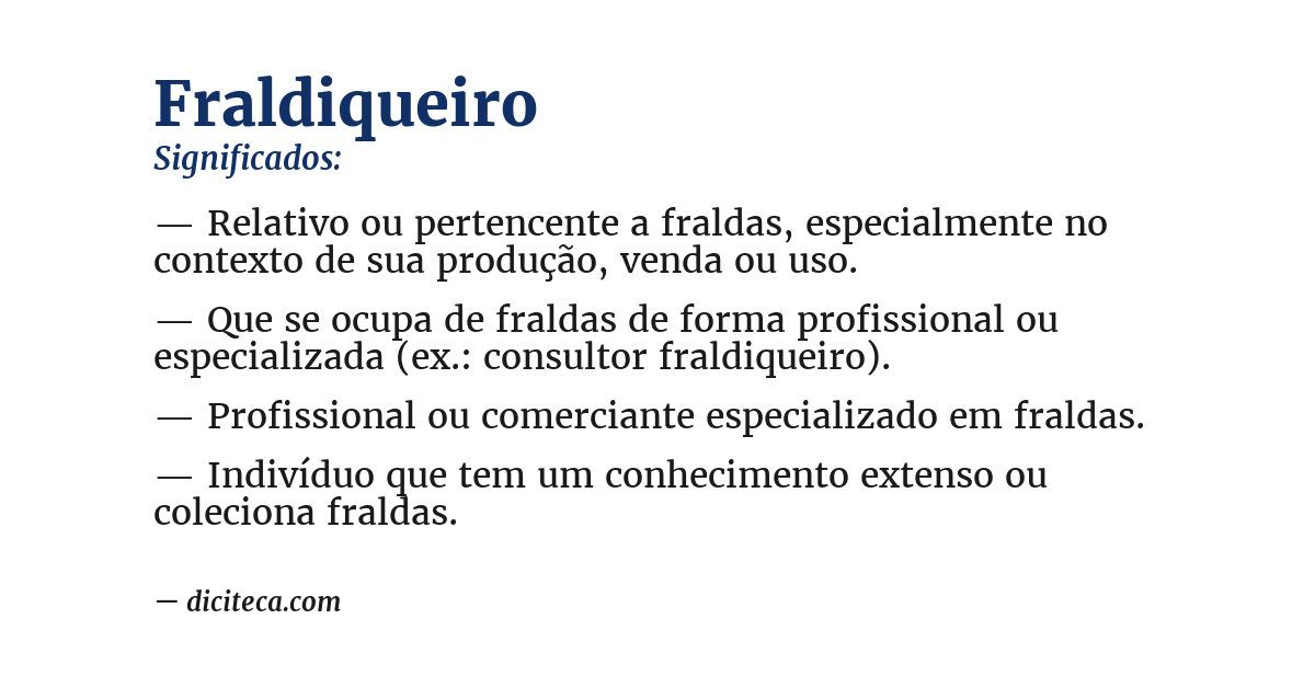Significado de fraldiqueiro