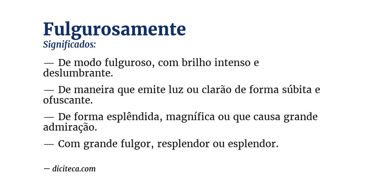 Significado de fulgurosamente