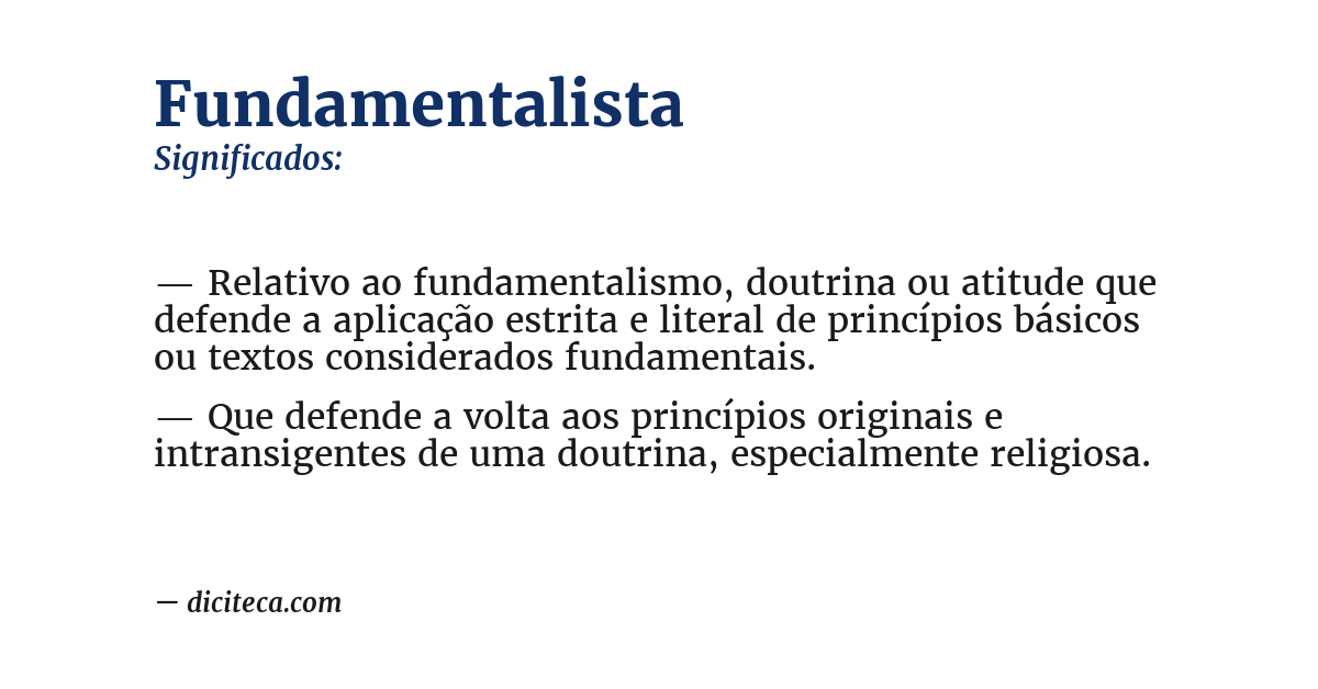 Significado de fundamentalista