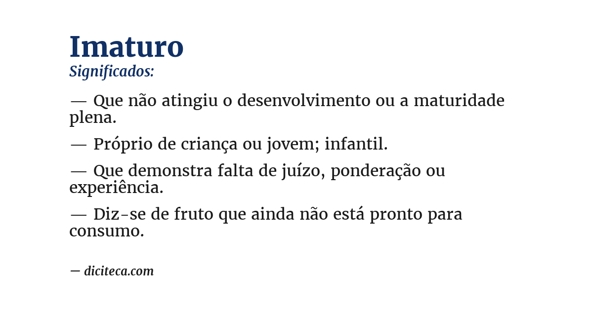 Significado de imaturo