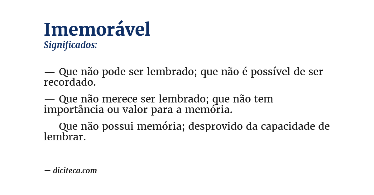 Significado de imemorável