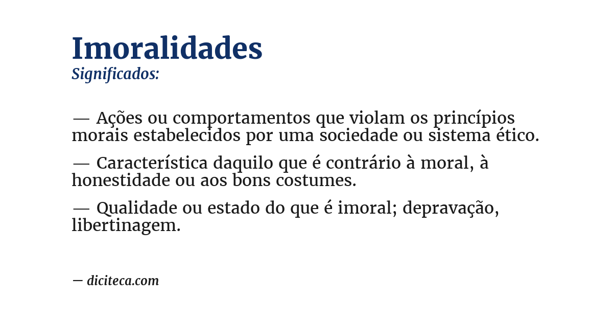 Significado de imoralidades