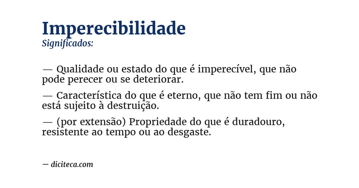 Significado de imperecibilidade