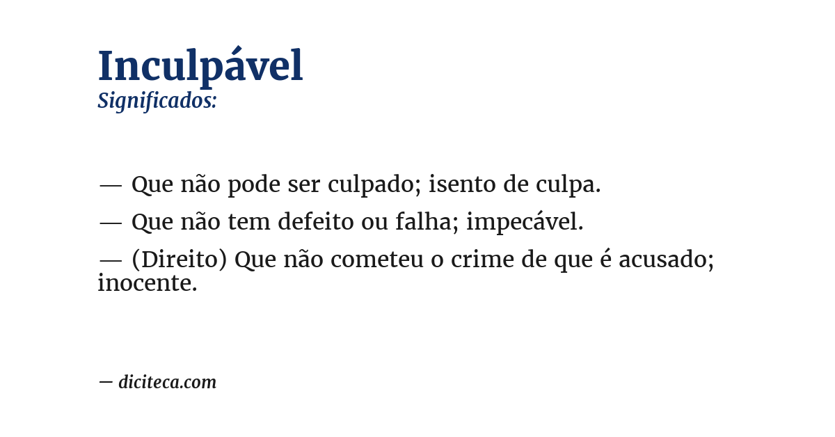 Significado de inculpável