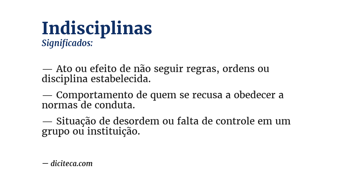 Significado de indisciplinas