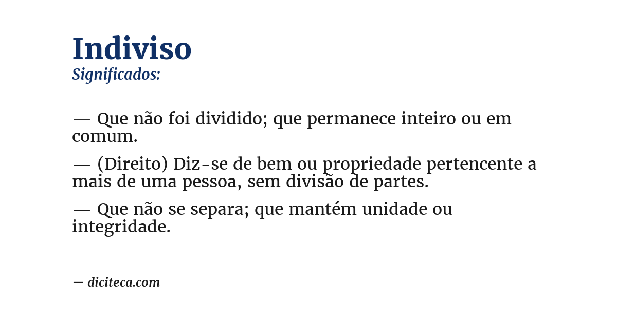 Significado de indiviso