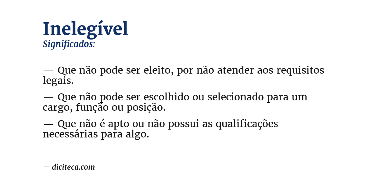 Significado de inelegível