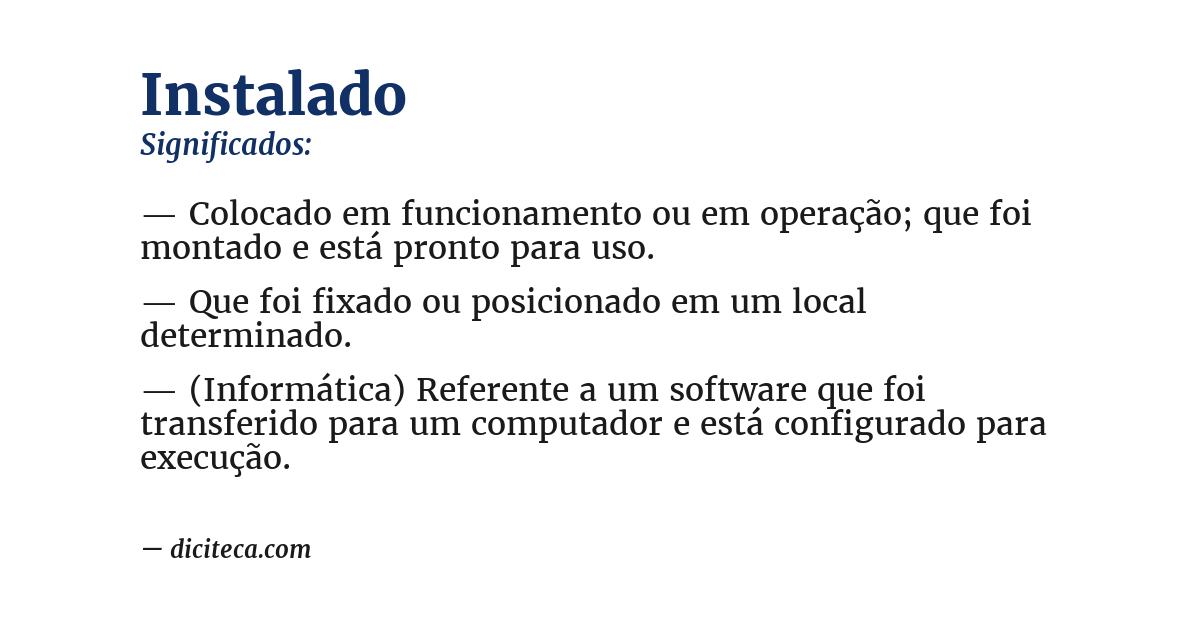 Significado de instalado