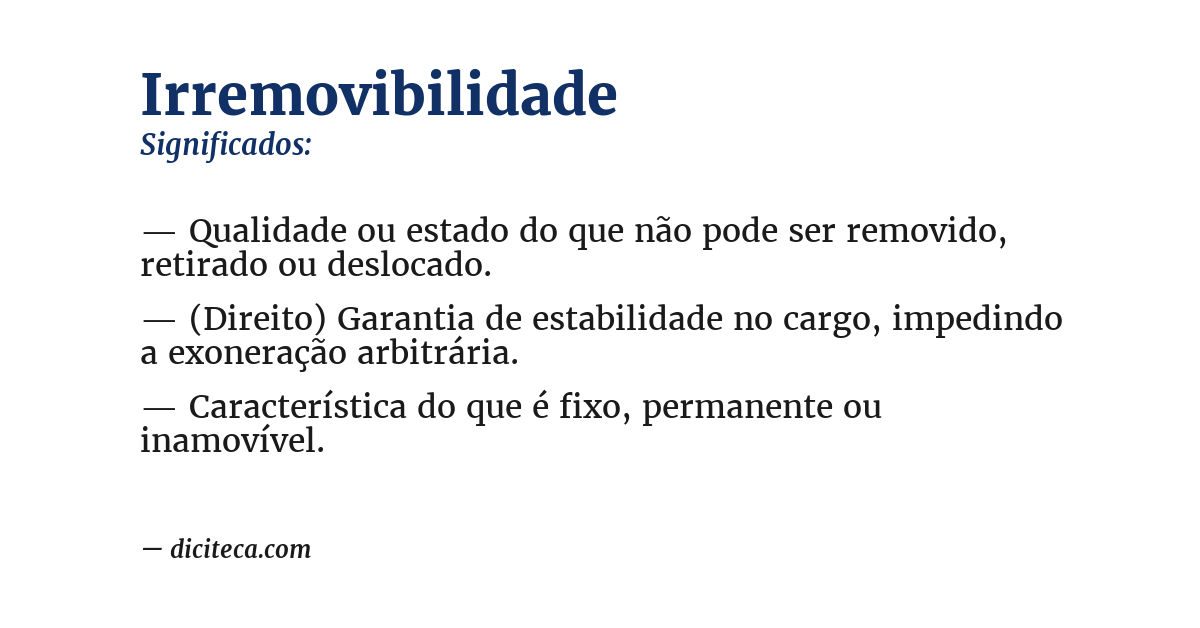 Significado de irremovibilidade