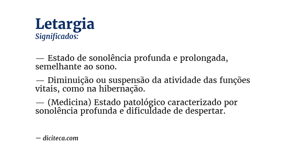 Significado de letargia