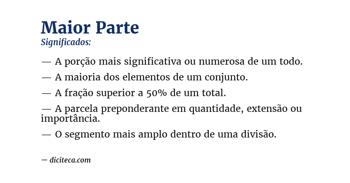 Significado de maior parte