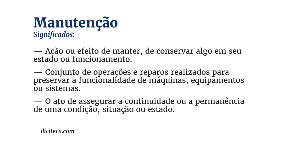 Significado de manutenção