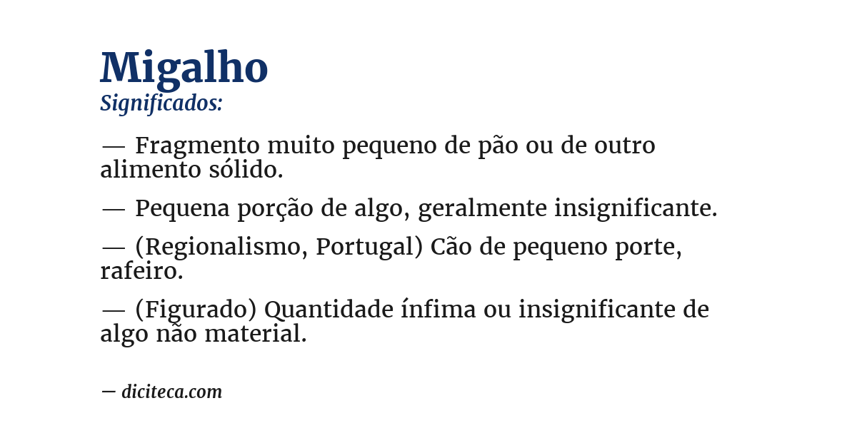 Significado de migalho