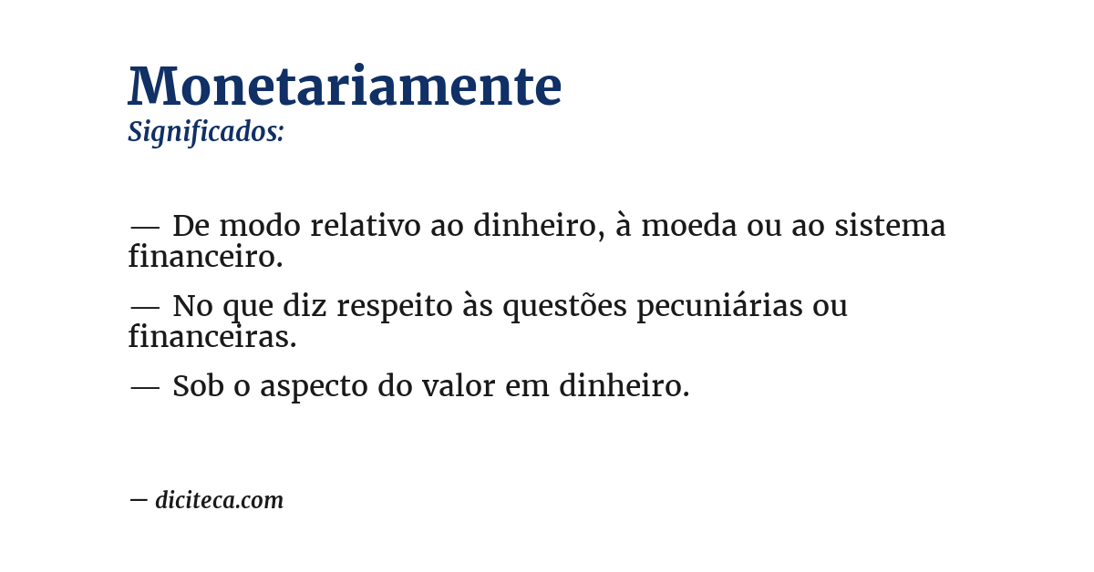 Significado de monetariamente