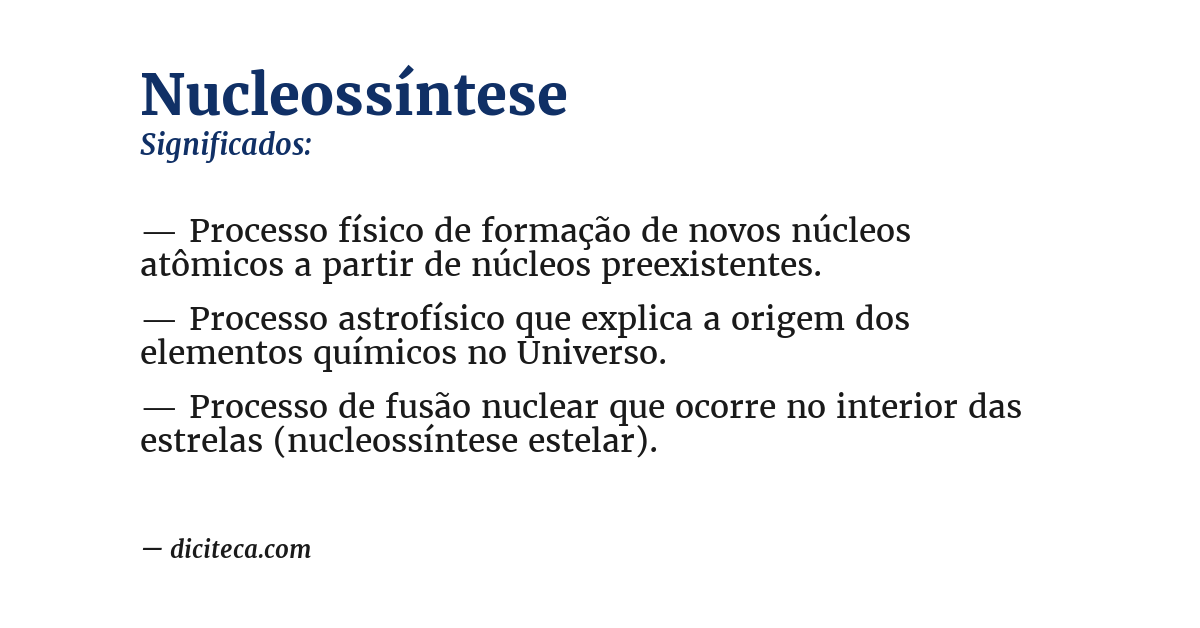 Significado de nucleossíntese