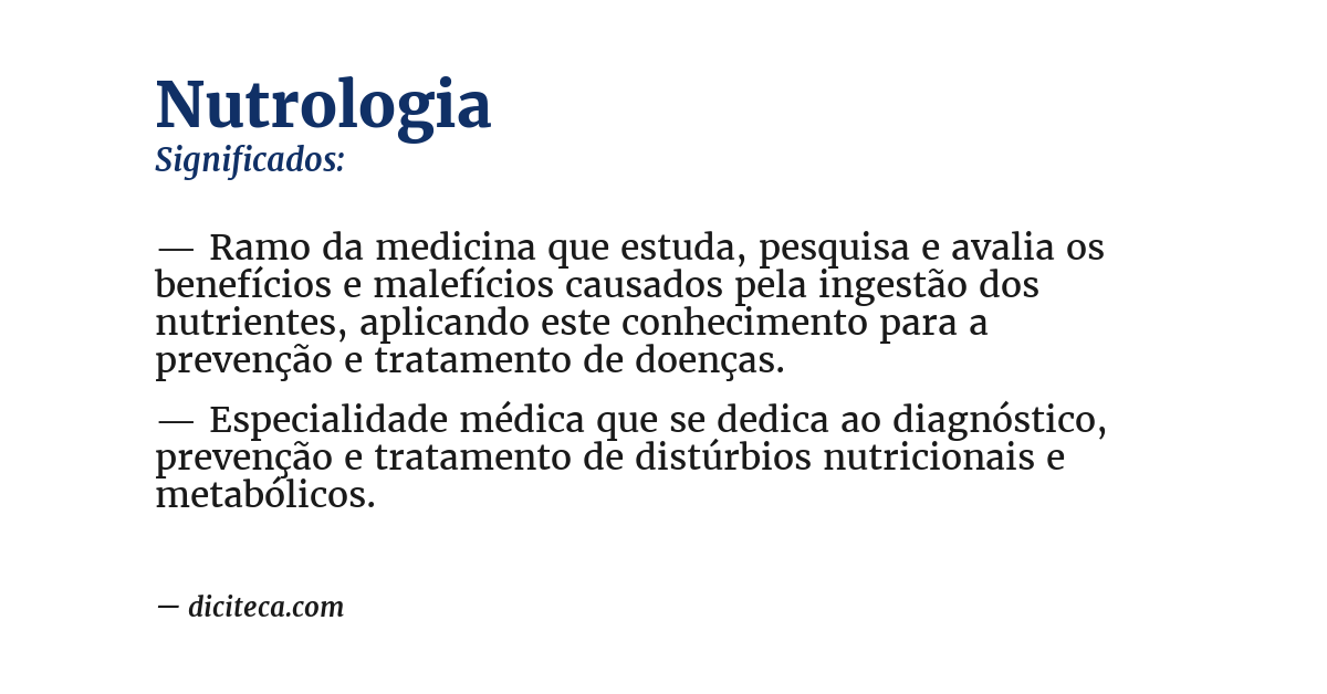 Significado de nutrologia