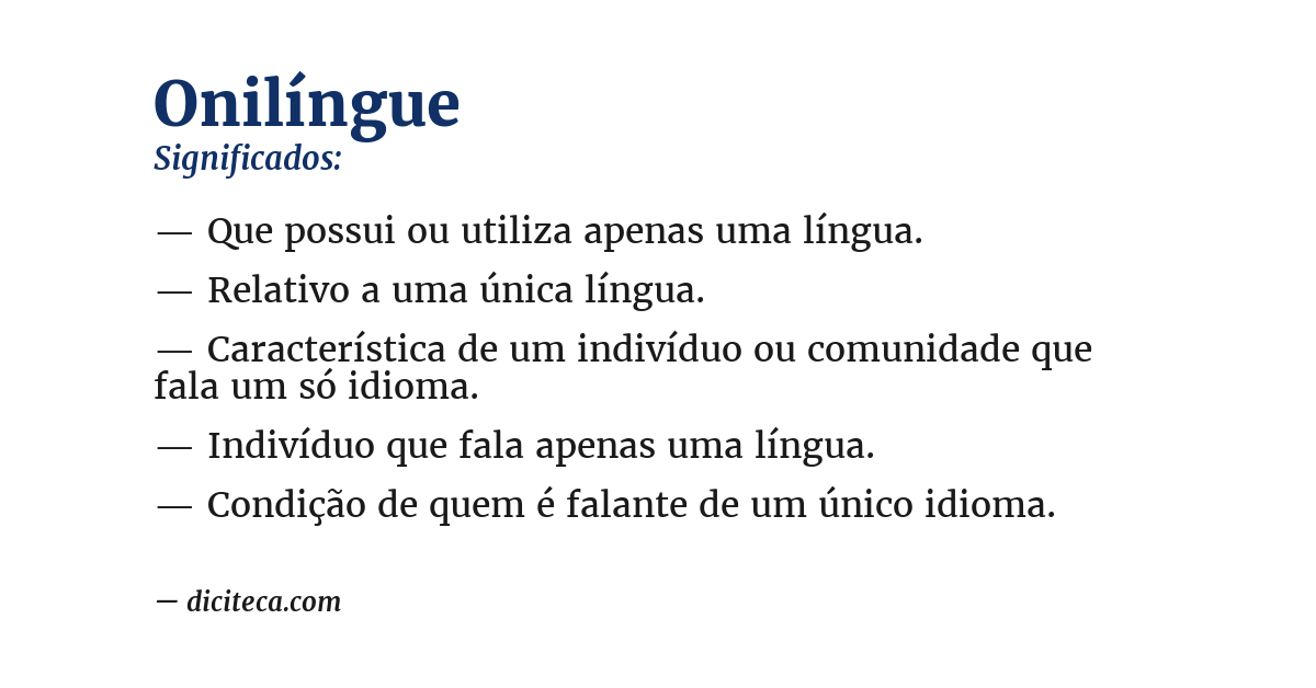 Significado de onilíngue