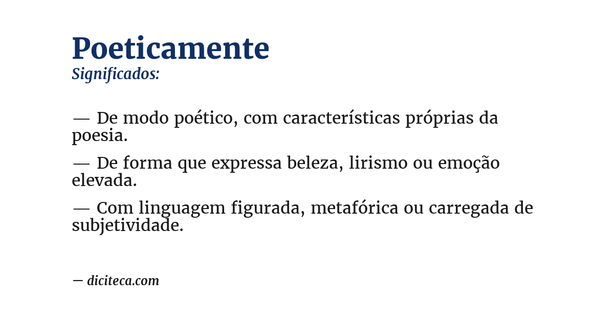 Significado de poeticamente
