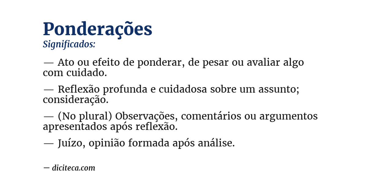 Significado de ponderações