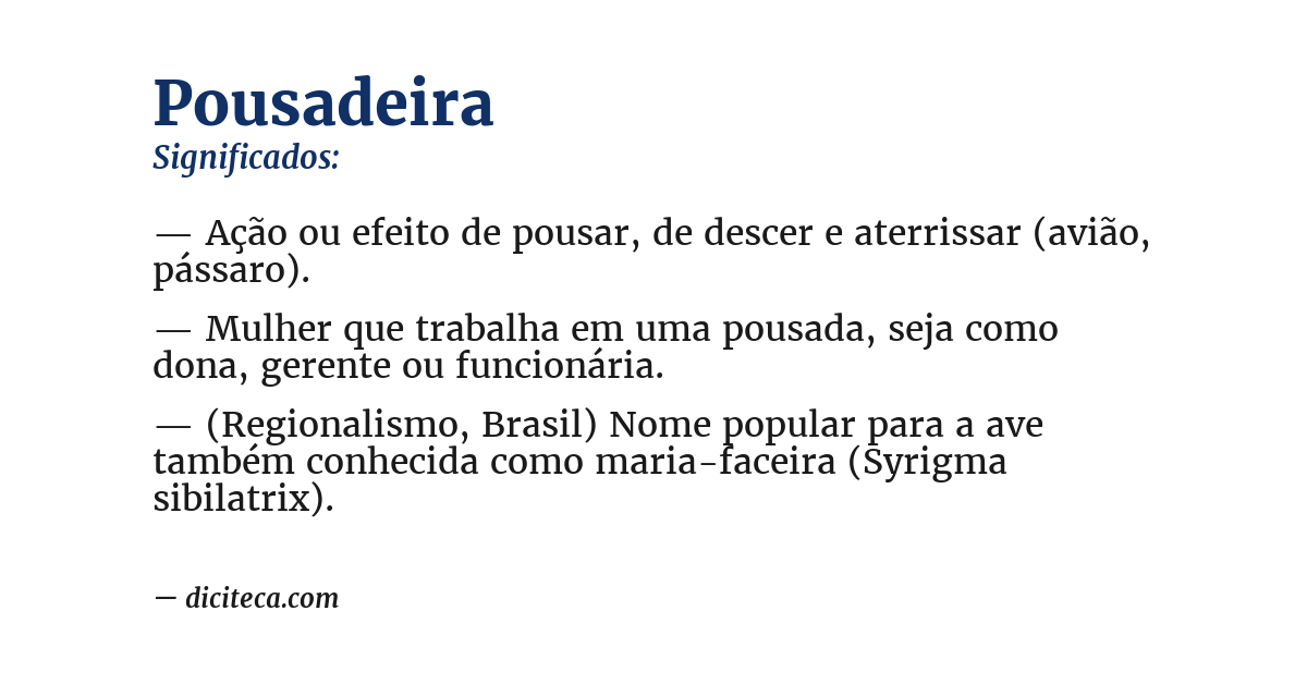 Significado de pousadeira