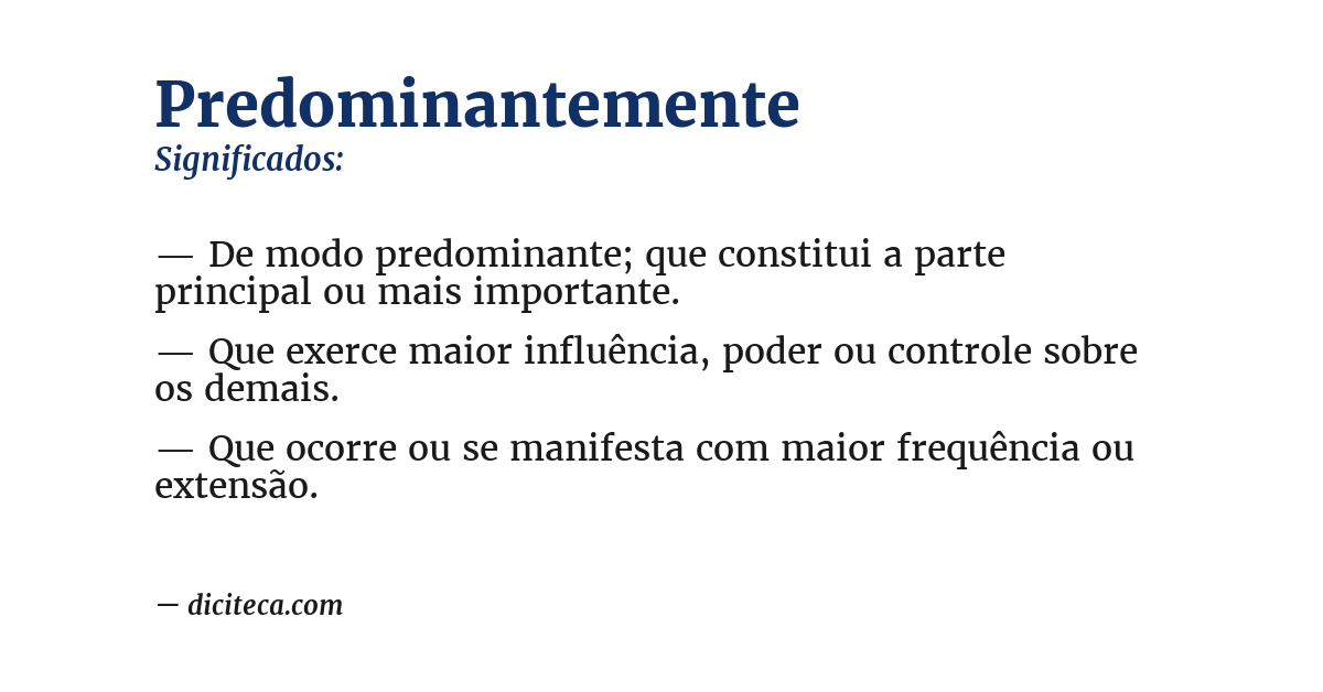 Significado de predominantemente