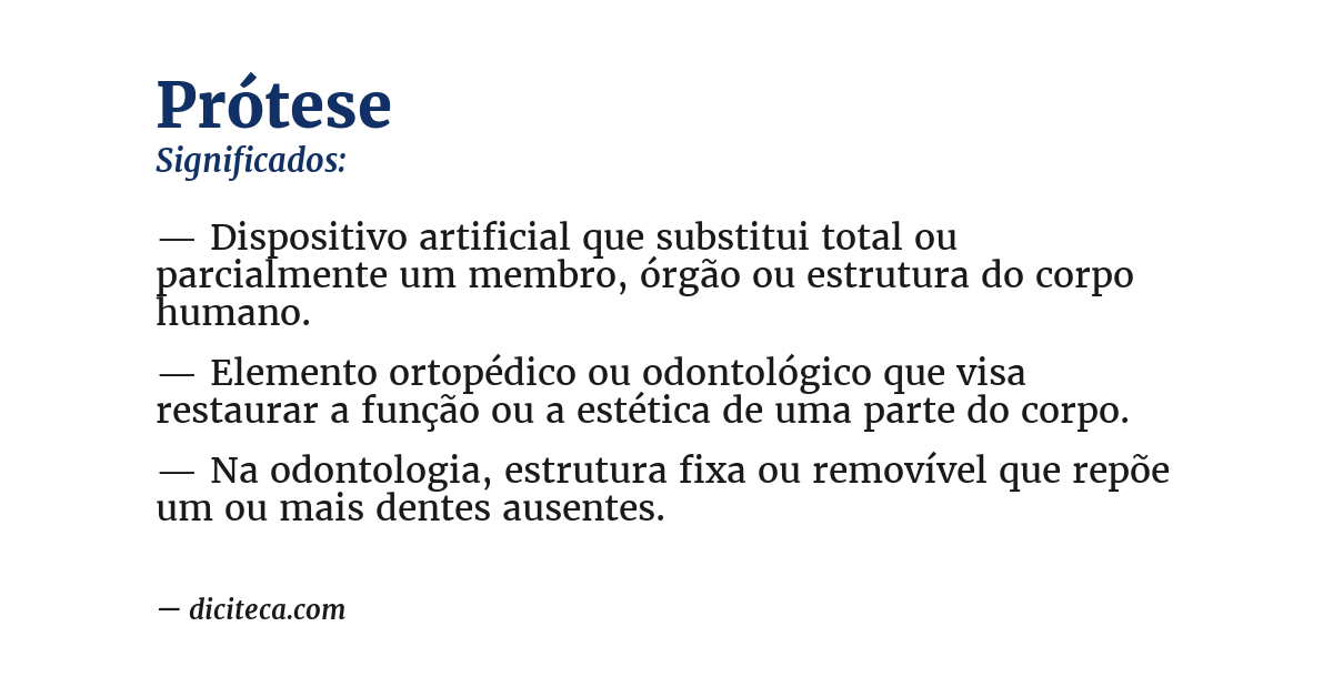 Significado de prótese
