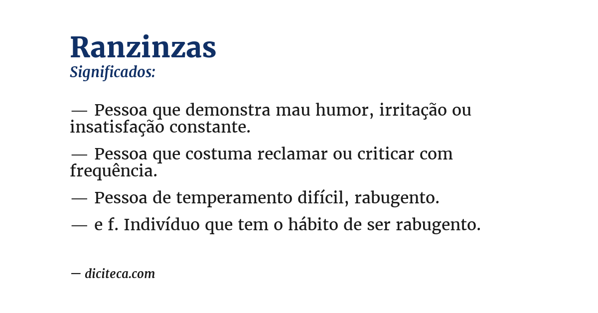 Significado de ranzinzas